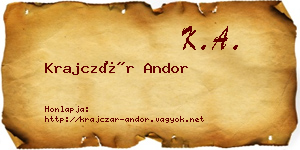 Krajczár Andor névjegykártya